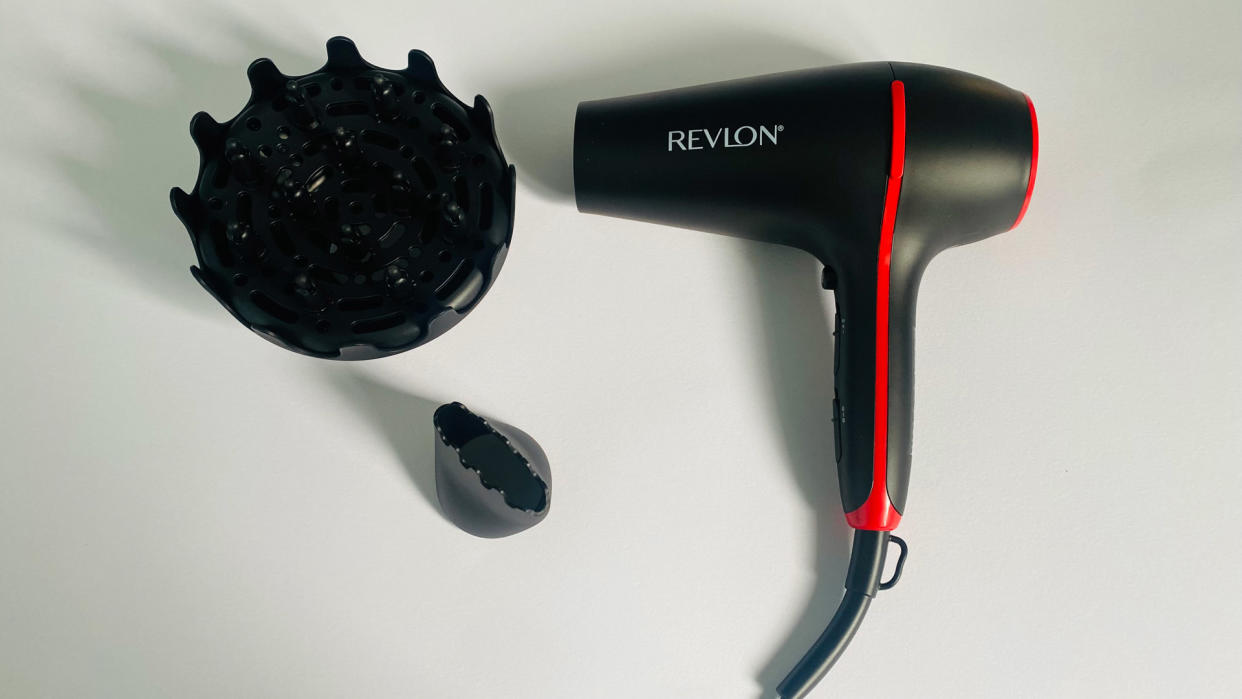  The Revlon SmoothStay Coconut-Oil Infused Hair Dryer plus accessories. 