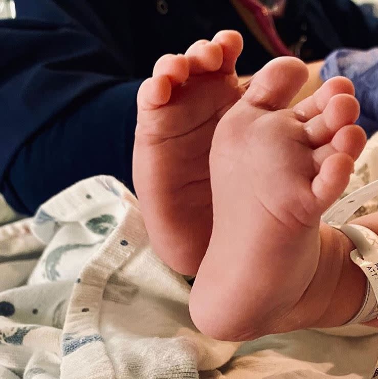 “HE HAS ARRIVED!,” Chris Sullivan captioned a photo of the toes of his newborn son Bear, who he welcomed with Rachel, on July 31, 2020. “8lbs of beautiful baby boy. Witnessing @therealrachelsullivan bring our first son into this world, after 20 hours of labor, was one of the great honors of my life. It was primal and intentional and I have never been more in love with this powerful woman. She and baby are resting and recovering well. Everyone is healthy and exhausted.” The “This is Us” star and Rachel welcomed Bear on July 28.