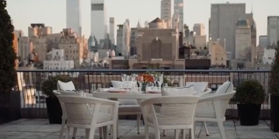 The terrace of the penthouse suite, where the shower took place