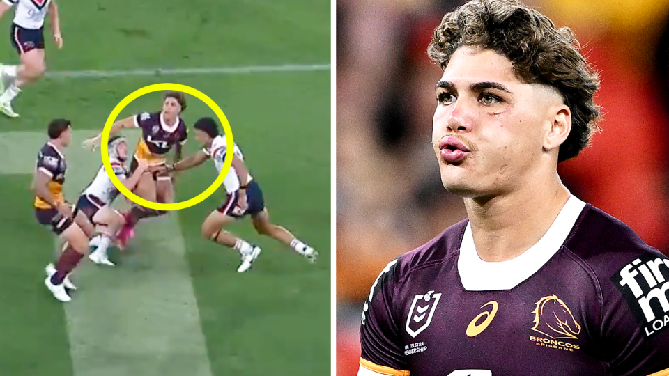 Reece Walsh (pictured) has been handed a wake up call by incumbent Kangaroos fullback James Tedesco after a poor game against the Roosters. (Images: NRL.com.au/Getty Images)