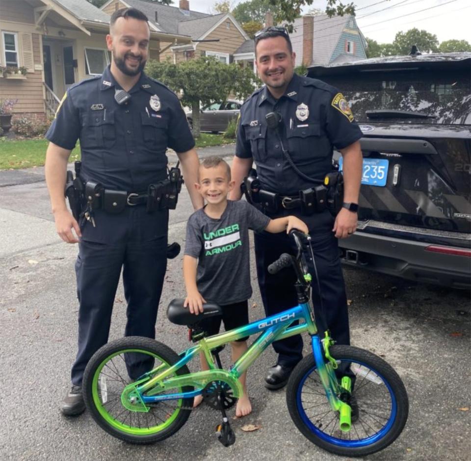 Mass. Police Officers Surprise Boy with New Bike After His Last 2 Were Stolen Weeks Apart