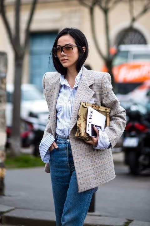 <p>Matching with a button-down shirt for a work wear ensemble.</p>