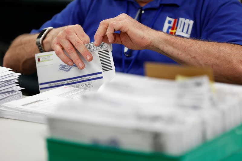 FILE PHOTO: Mail-in ballots are counted in Lehigh County, Pennsylvania