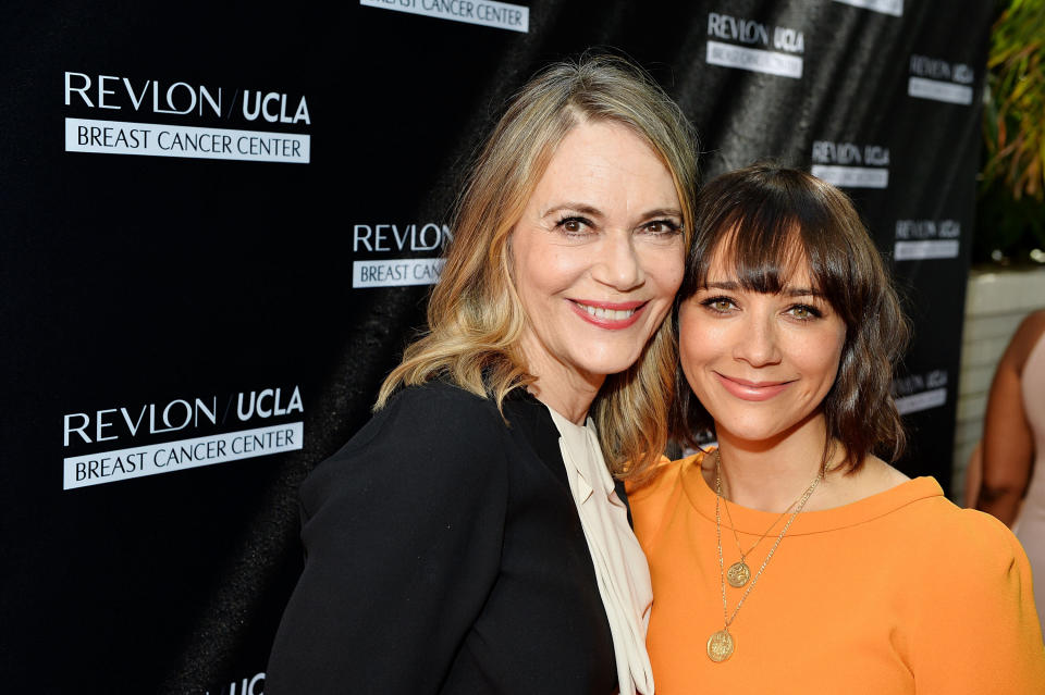 LOS ANGELES, CA - SEPTEMBER 27:  Actors Peggy Lipton (L) and Rashida Jones attend Revlon's Annual Philanthropic Luncheon in support of the Revlon Women's Health Mission and to honor the achievements of Dr. Dennis Slamon at the Chateau Marmont on September 27, 2016 in Los Angeles, California.  (Photo by Stefanie Keenan/Getty Images for Revlon)