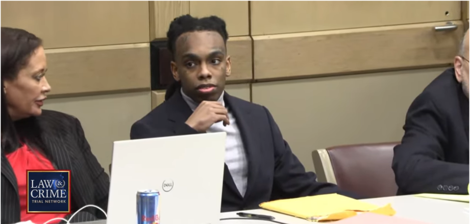 Jamell Demons, 24, known professionally as YNW Melly, is in a Broward County courtroom June 13, 2023 during the second day of his double capital murder trial. YNW melly, who grew up in Gifford, Fla., has pleaded not guilty to charges related to the Oct. 26, 2018 fatal shootings of Anthony Williams, 21, and Christopher Thomas Jr., 19.