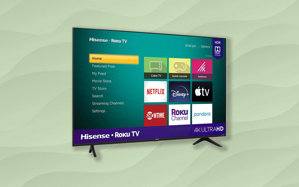 roku r6 smart tv on colored background