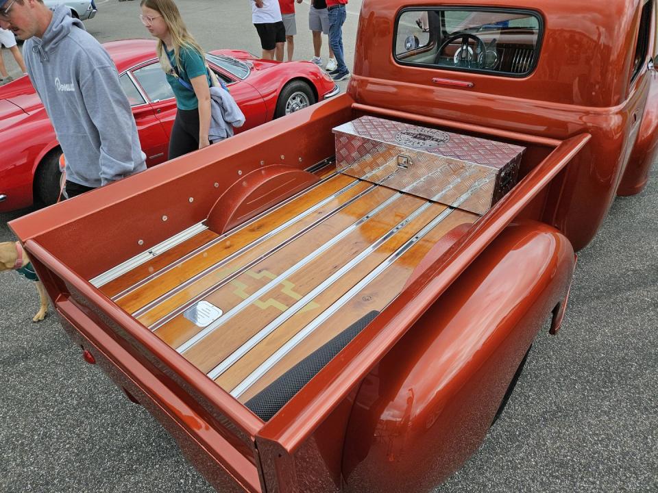 1955 chevy pickup replica at m1 concourse vintage cars and coffee 2024