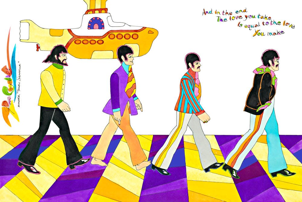 Ron Campbell's artwork is based on his  animation work, including the Beatles' feature-length animated film "Yellow Submarine."