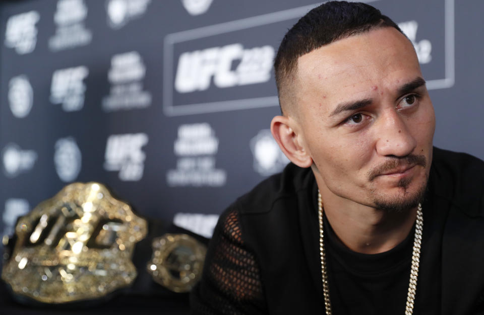 UFC featherweight champion Max Holloway defends his title on Saturday at T-Mobile Arena in Las Vegas at UFC 226. (AP)