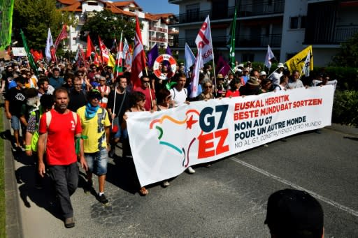 Thousands protested in Hendaye, southwest France, on Saturday as the G7 summmit opened in the nearby resort of Biarritz