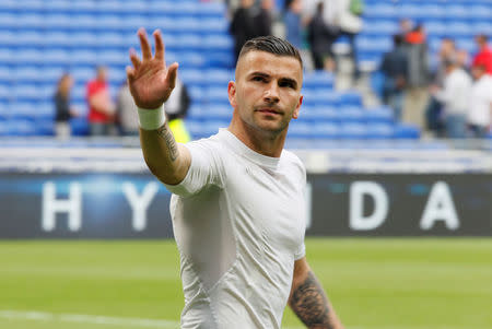 Soccer Football - Ligue 1 - Olympique Lyonnais v FC Nantes - Groupama Stadium, Lyon, France - April 28, 2018 Lyon's Anthony Lopes at the end of the match REUTERS/Emmanuel Foudrot