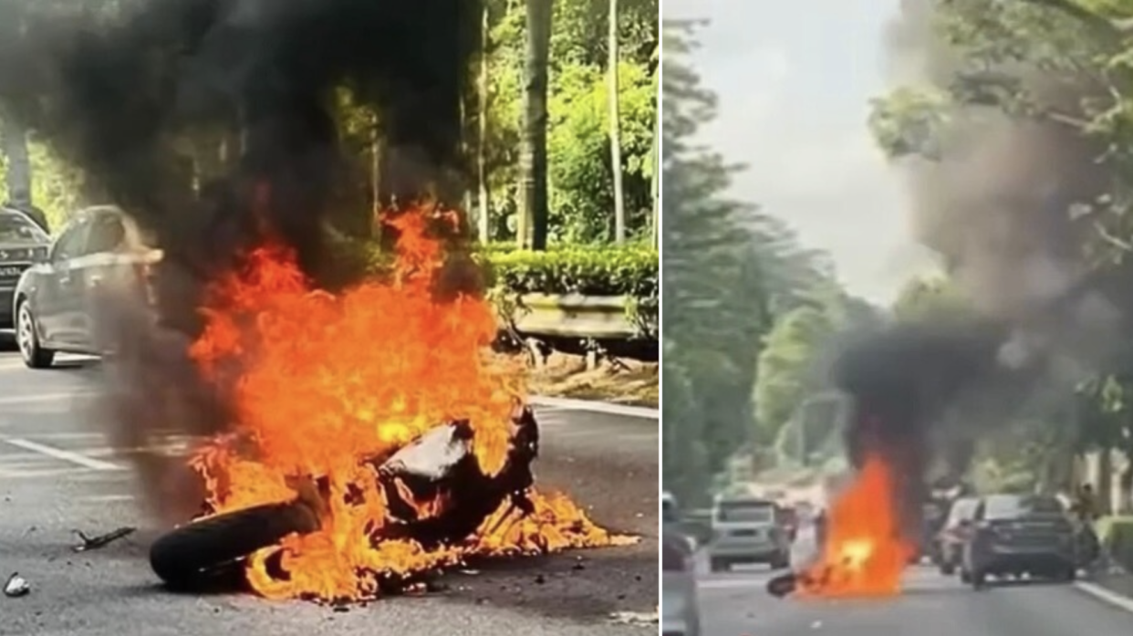 Screen grabs from video of Bukit Timah Expressway accident on 2 April 2024 (Photos: Facebook/SG Road Vigilante - SGRV)