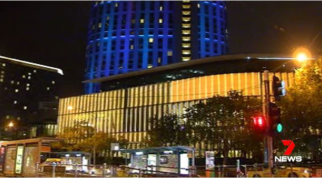 Police believe a man who stabbed a good Samaritan who tried to stop an assault near Melbourne's Crown Casino was earlier trying to start fights with other people. Picture: 7 News