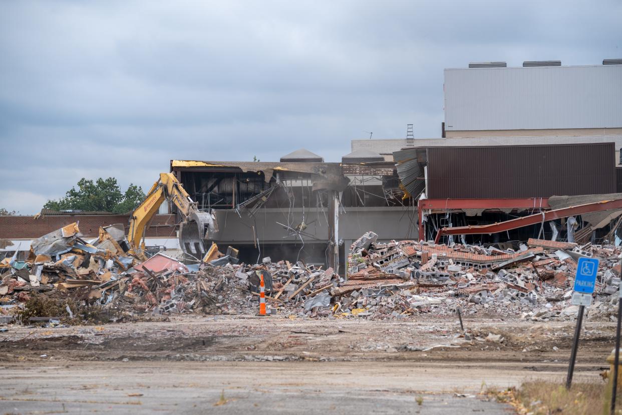 Crews from Loewendick Demolition, of Grove City, continue work Wednesday on the demolition of Westland Mall along West Broad Street near Interstate 270. There are no immediate plans for the site, the owner says.