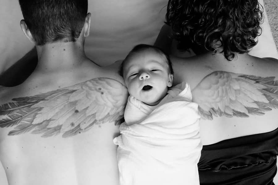 baby angel crying tattoo