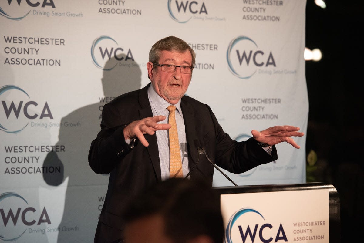 Michael J. Dowling, president and CEO of Northwell Health, speaks during the Westchester County Association's "Toasting a Healthy Westchester" dinner on Sept. 20, 2023 at Tappan Hill in Tarrytown.