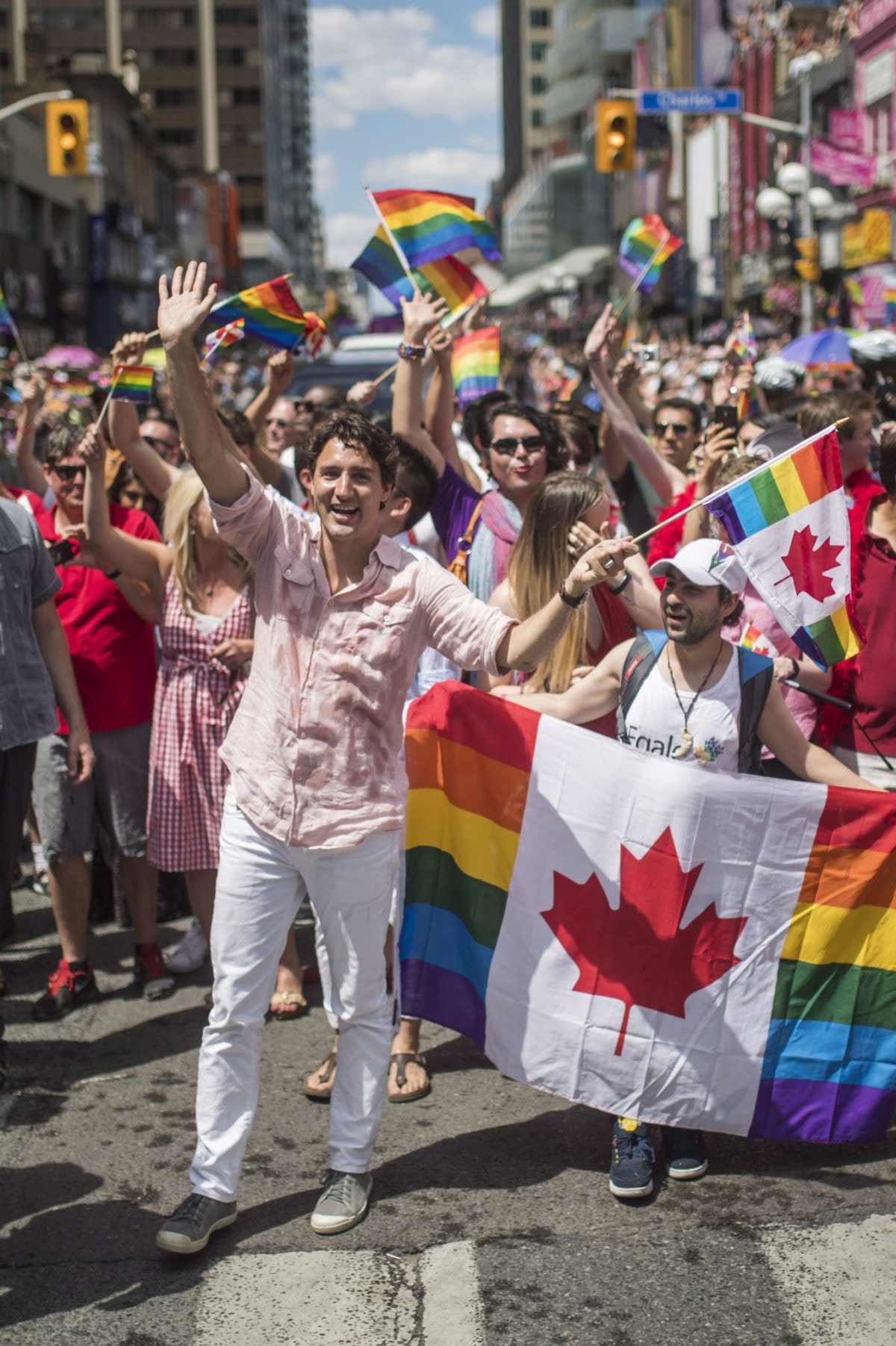 Prime Minister Justin Trudeau takes part in the 2016 Pride Parade in Toronto. The Canadian Press/Mark Blinch