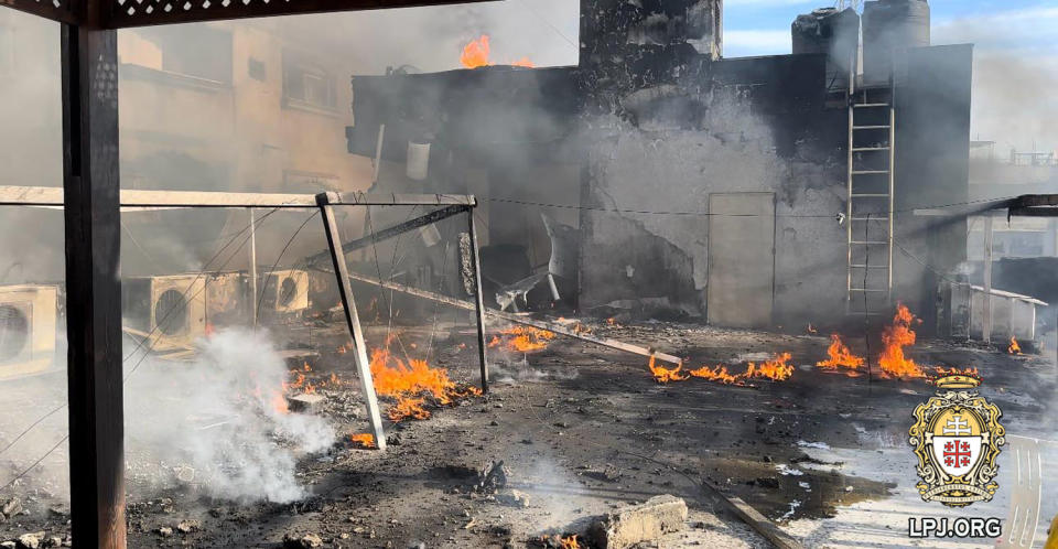 Destruction at the Latin convent of Gaza. (Latin Patriarchate of Jerusalem via X)