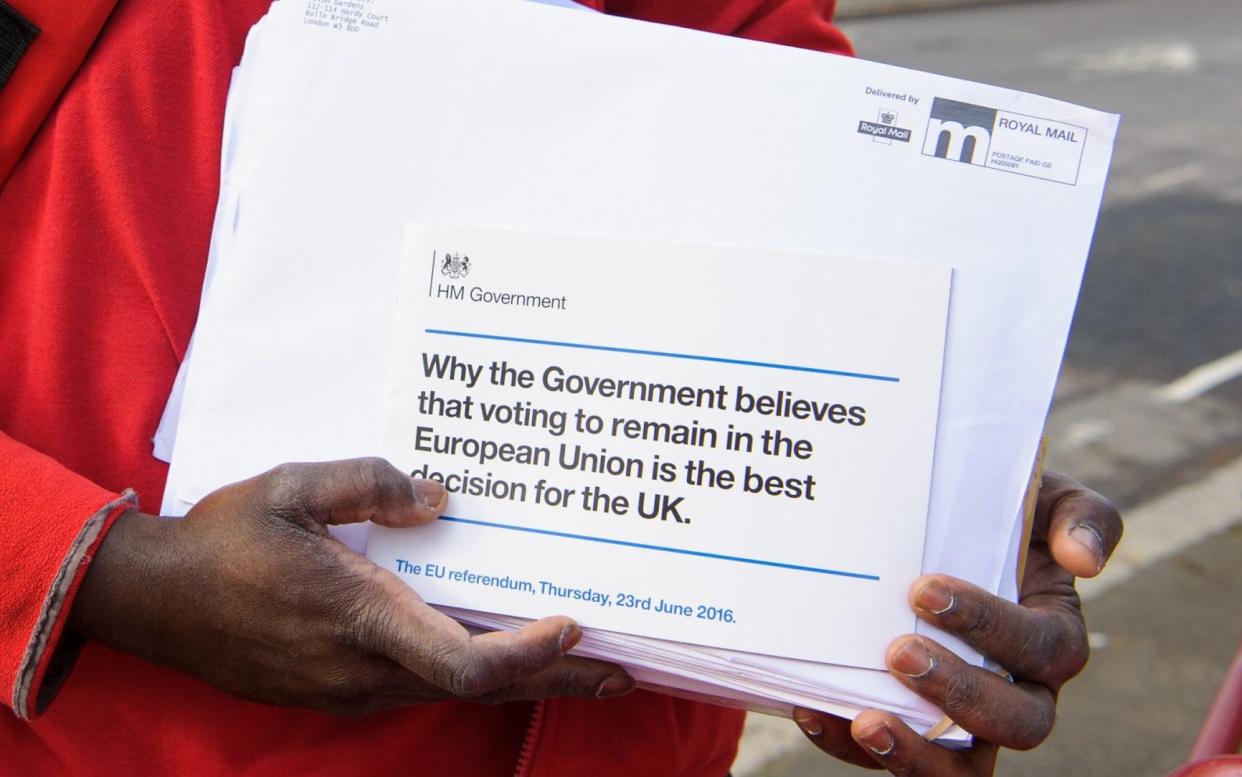 Government-funded pro-Remain pamphlet sent before referendum - Anthony Upton