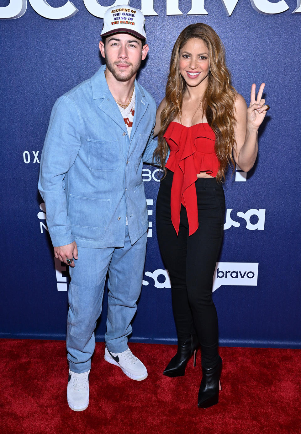 <p>Nick Jonas and Shakira hit the NBC Upfronts in N.Y.C. on May 16, to talk up their new show, <em>Dancing with Myself. </em></p>