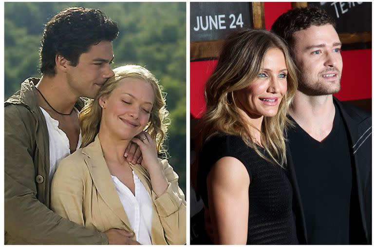 Amanda Seyfried junto a Dominic Cooper y Cameron Díaz con Justin Timberlake, dos parejas que se volvieron a ver las caras en un rodaje