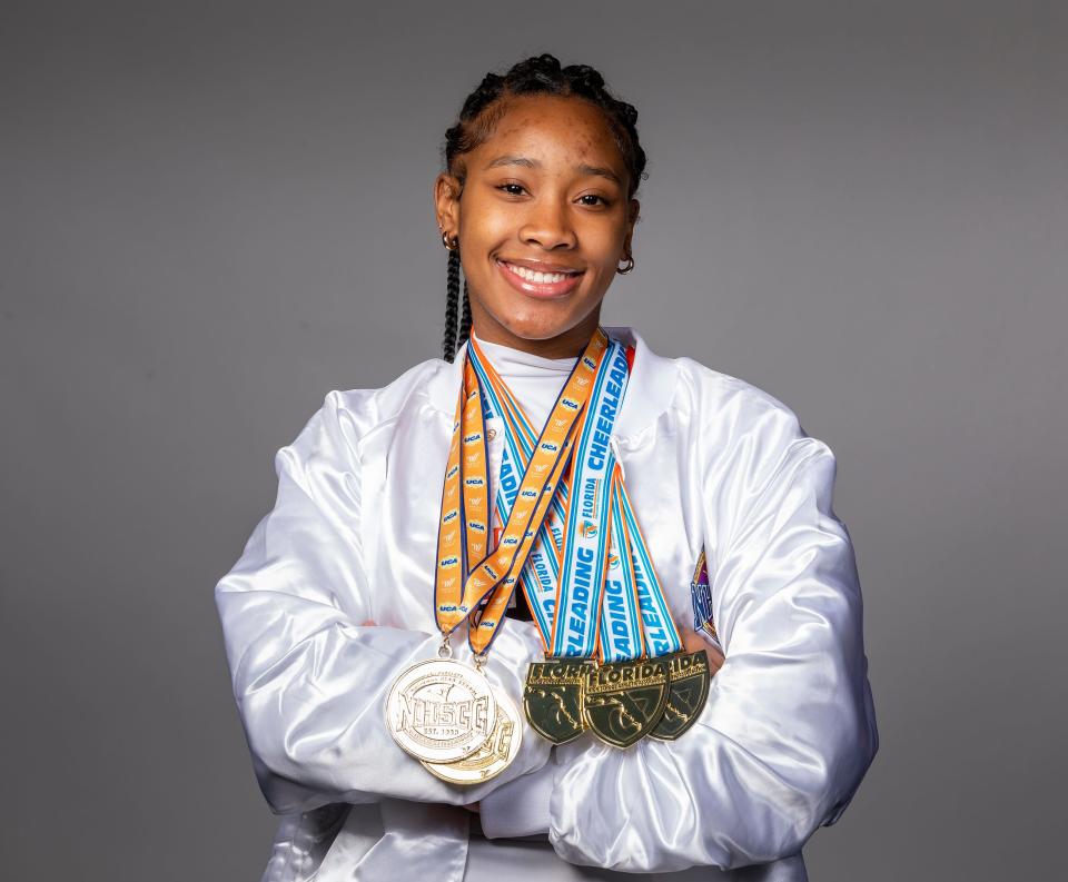 All County Cheerleading - Lakeland High School - Tanysheia Dale in Lakeland Fl. Thursday March 22, 2024.
Ernst Peters/The Ledger