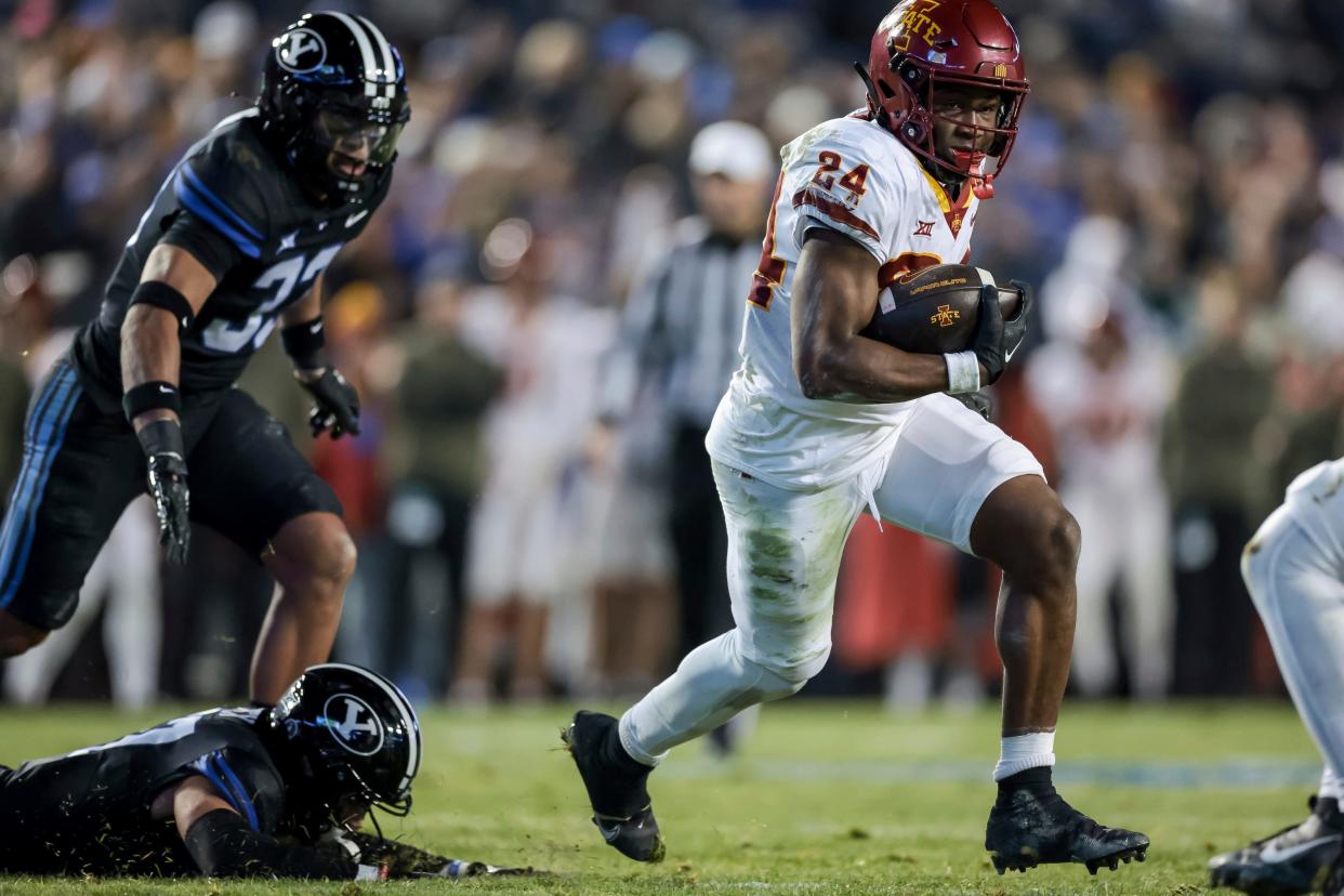 Iowa State running back Abu Sama is expected to play in Saturday's 11 a.m., spring game at Jack Trice Stadium. The former Southeast Polk star had a stellar season as a freshman in 2023.