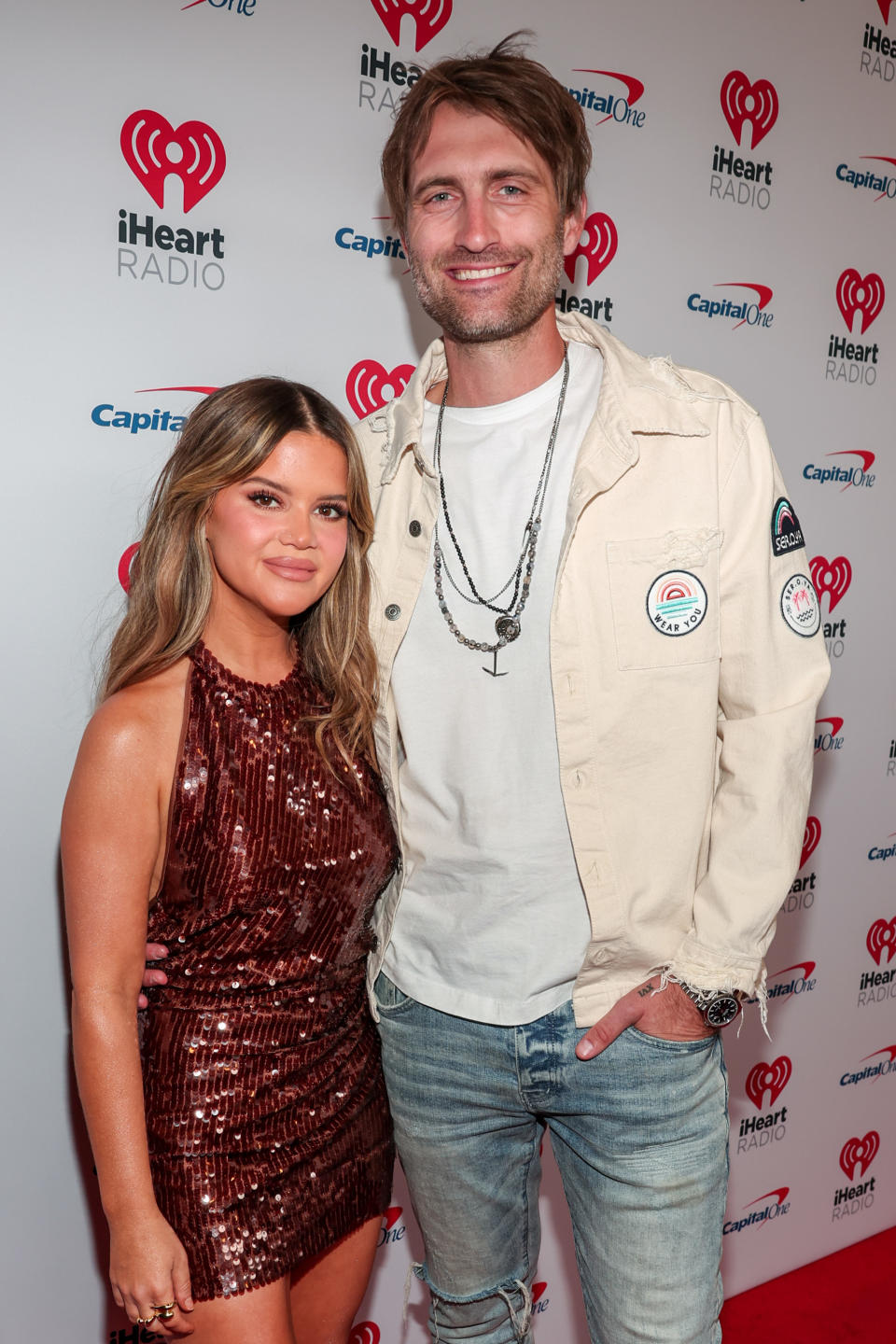 Maren Morris and Ryan Hurd during night two of the iHeartRadio Music Festival held at T-Mobile Arena on September 24, 2022 in Las Vegas, Nevada.