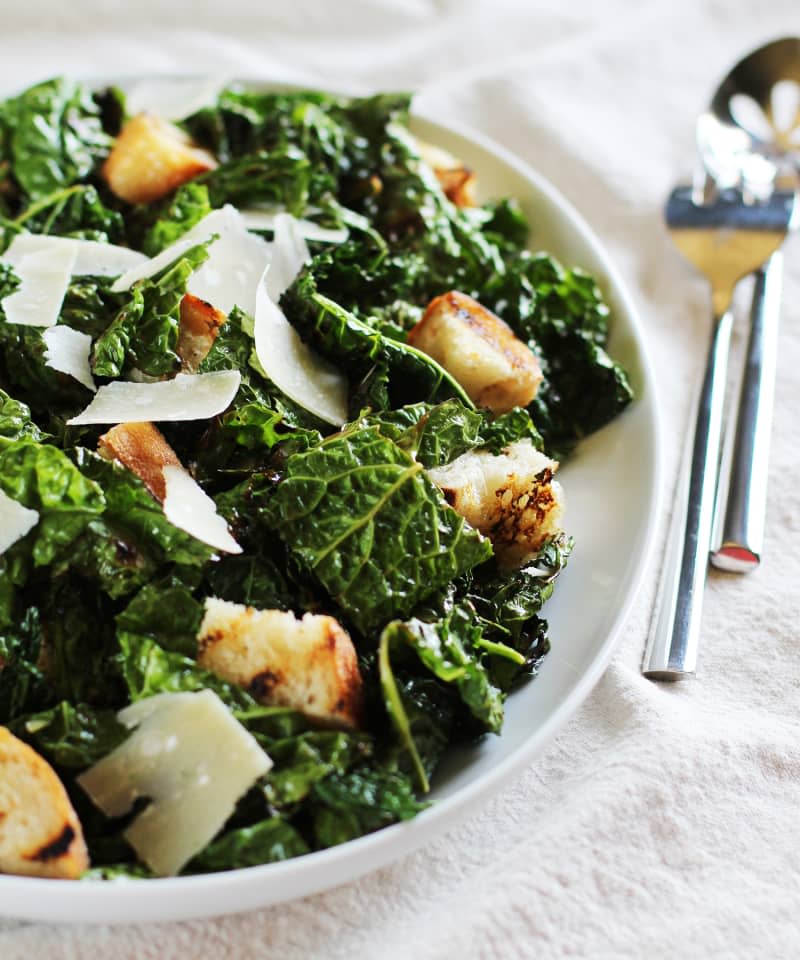 Garlicky Grilled Kale Salad with Grilled Bread