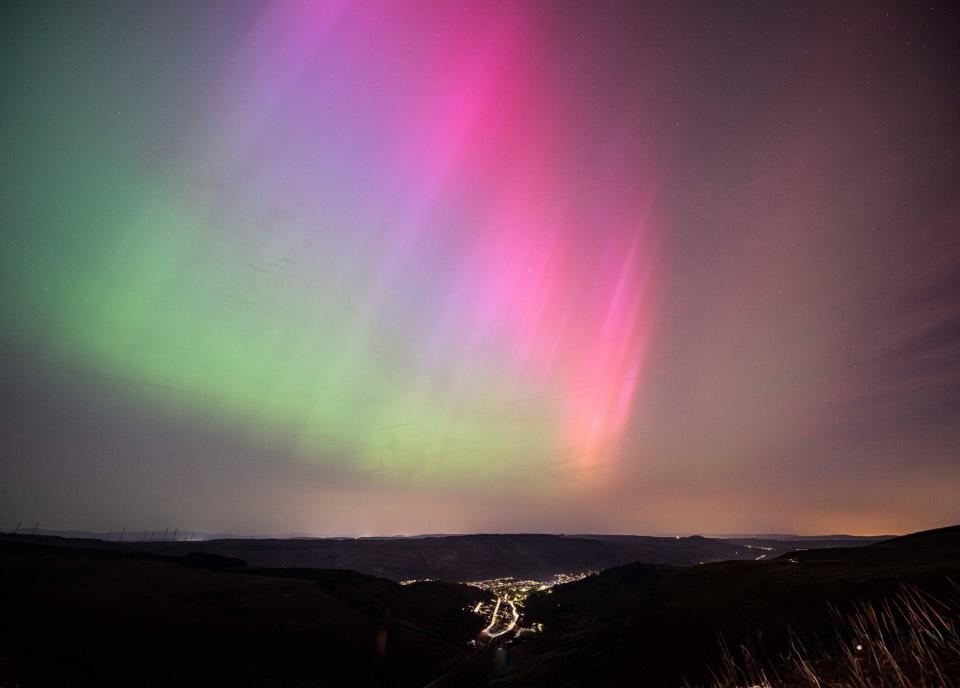 Northern Lights pictured over the Rhondda in May