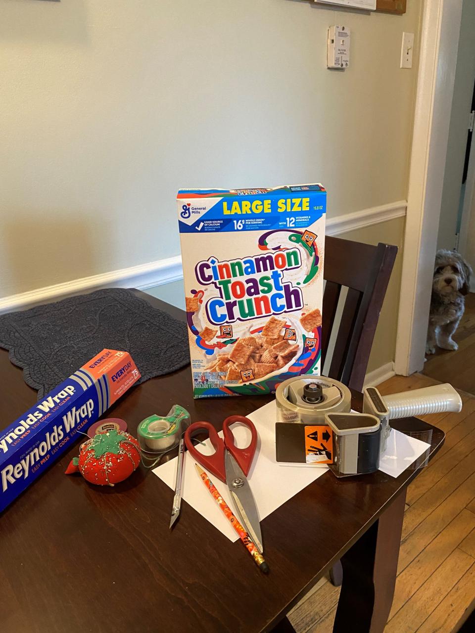 Here are the supplies for making your own pinhole projector from a cereal box.