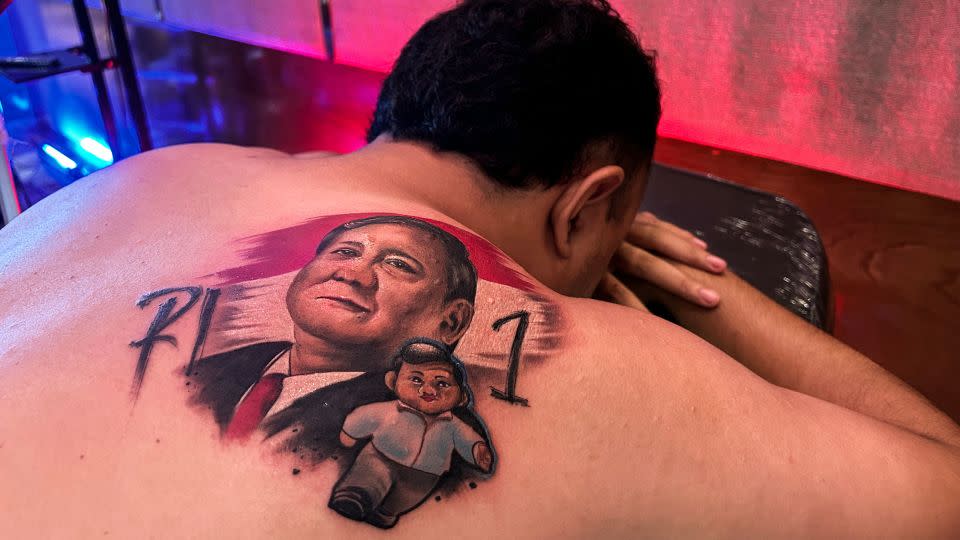 Many are excited about a Prabowo presidency, like this hardcore supporter who has clearly taken his support to the extreme. - Bagus Saragih/AFP/Getty Images
