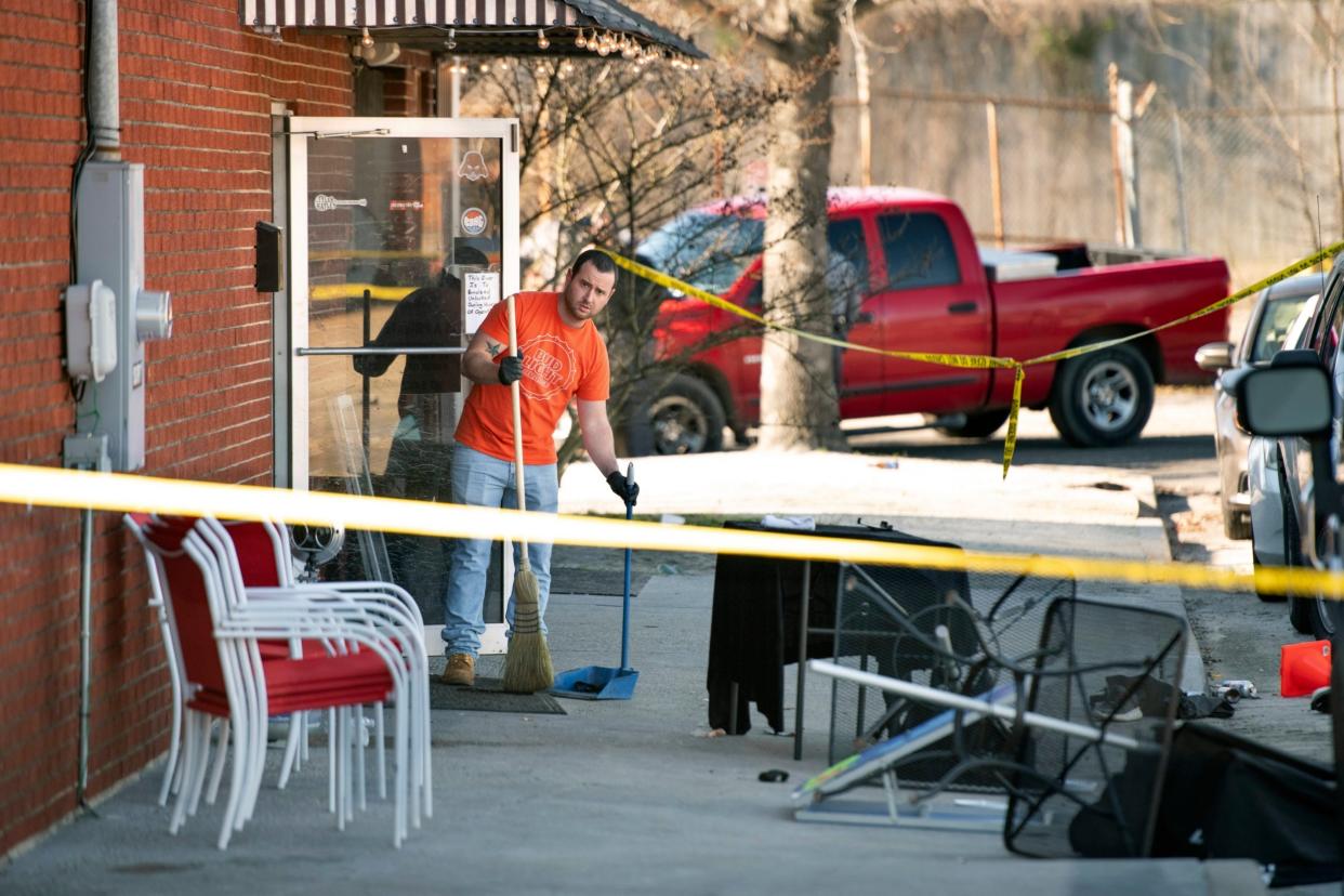 The scene at Mac's Lounge in Hartsville, South Carolina, following a shooting that left at least two men dead: AP / Sean Rayford