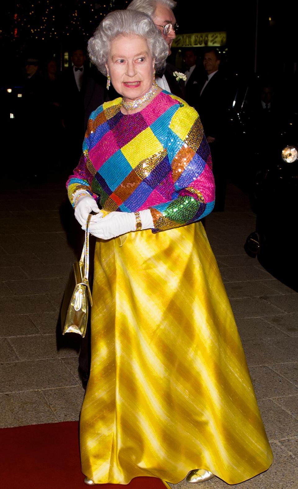 Queen Elizabeth II attends the Royal Variety Performance at the Birmingham Hippodrome on November 29, 1999 in Birmingham, England.