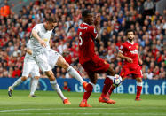 <p>Manchester United’s Nemanja Matic shoots at goal</p>