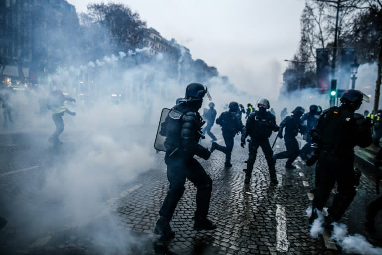 In Paris, the more than 8,000 police on duty easily outnumbered the 2,200 protesters