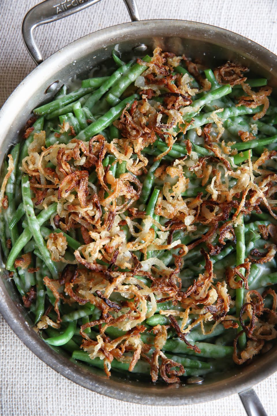 Garlicky Green Beans with Crispy Onions