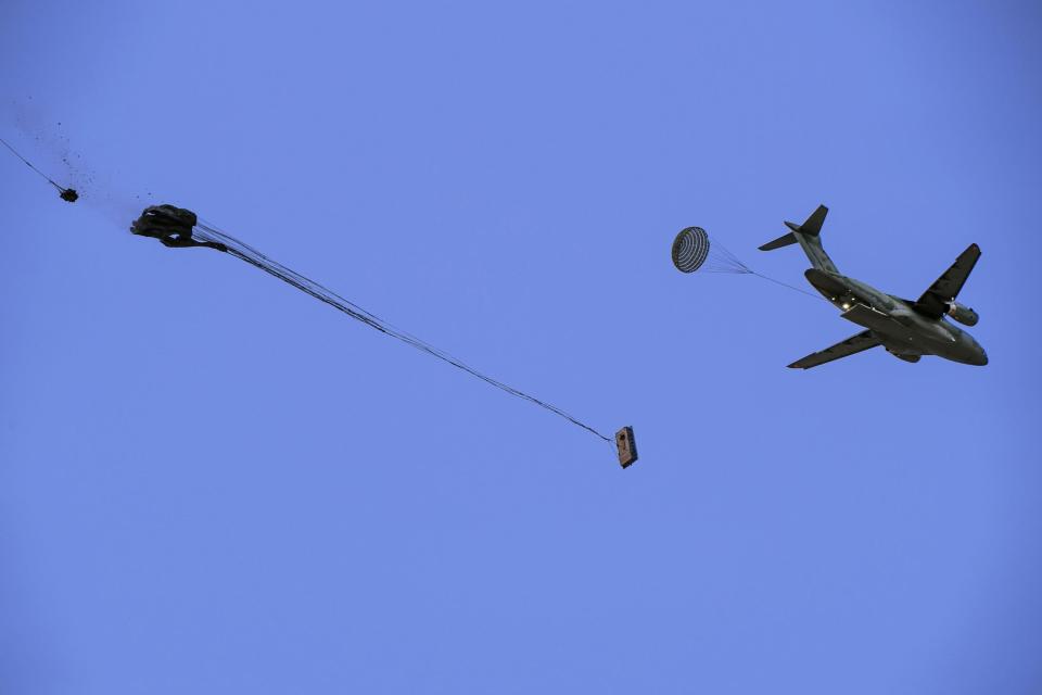 A C-390 air drop.