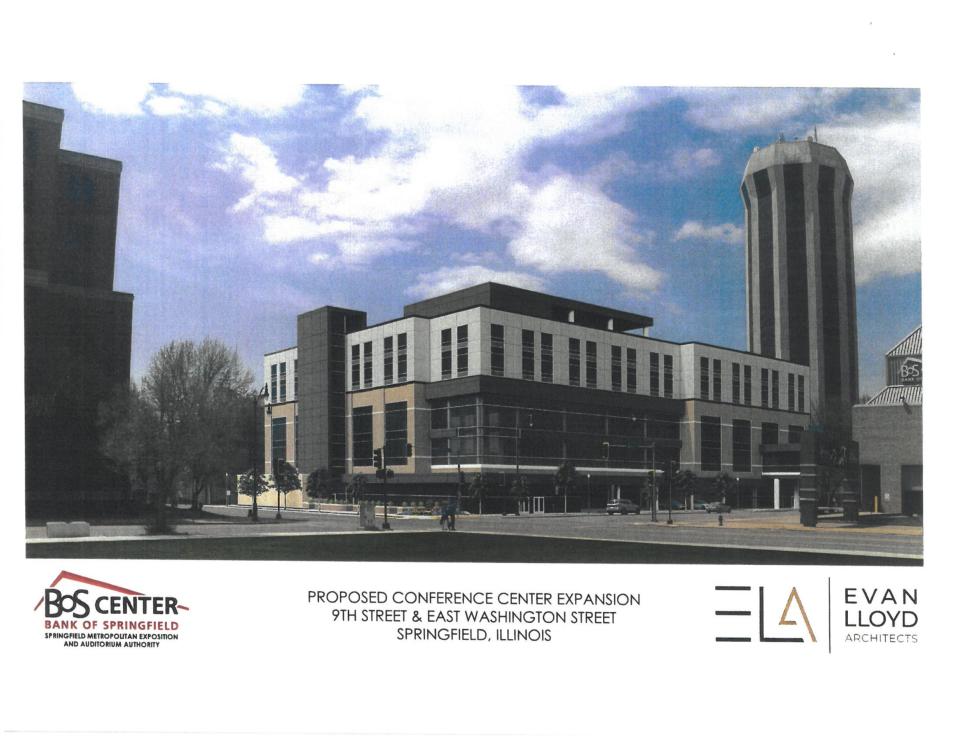 An artist's rendering of what a potential expansion of the Bank of Springfield Center could look like.