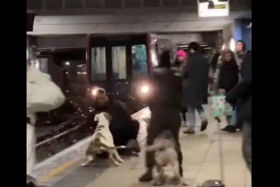 The man nearly falls in front of a train (@CrimeLDN)