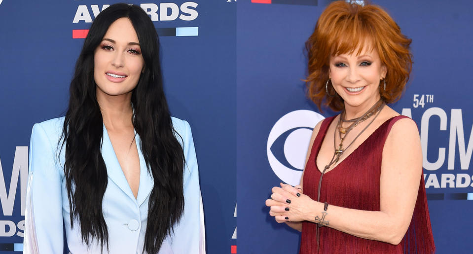 Kacey Musgraves and Reba McEntire at the Academy of Country Music Awards. (Photo: Getty Images)