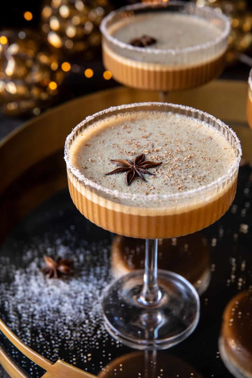 Two chai espresso martinis.