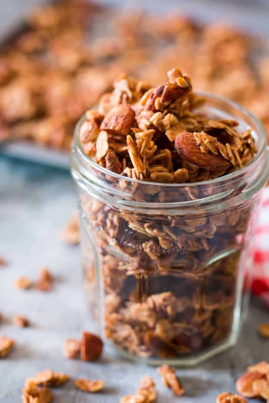 <p>My Food Story</p><p>Easy apple pie granola made with fresh apples, and perfect for fall and winter. Breakfast or healthy snack, you pick! </p><p><strong>Get the recipe: <em><a href="https://myfoodstory.com/fresh-apple-pie-granola-vegan-gluten-free/" rel="nofollow noopener" target="_blank" data-ylk="slk:Apple Pie Granola;elm:context_link;itc:0;sec:content-canvas" class="link ">Apple Pie Granola</a></em></strong></p>