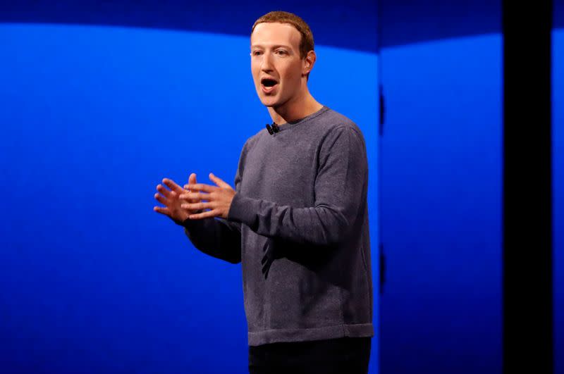 Facebook CEO Mark Zuckerberg makes his keynote speech during Facebook Inc's annual F8 developers conference in San Jose