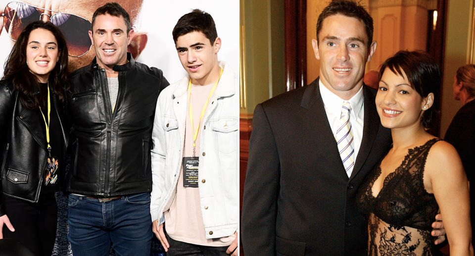 Brad Fittler, pictured here with his wife and kids.