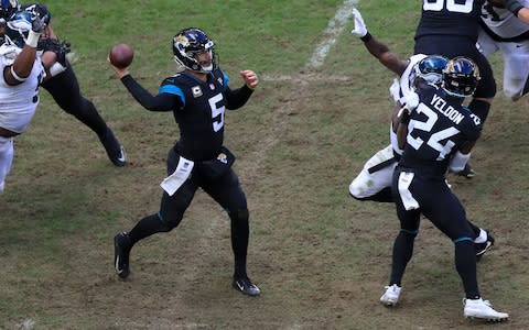 Jacksonville Jaguars Blake Bortles throws the ball during the International Series NFL match at Wembley Stadium - Credit: PA