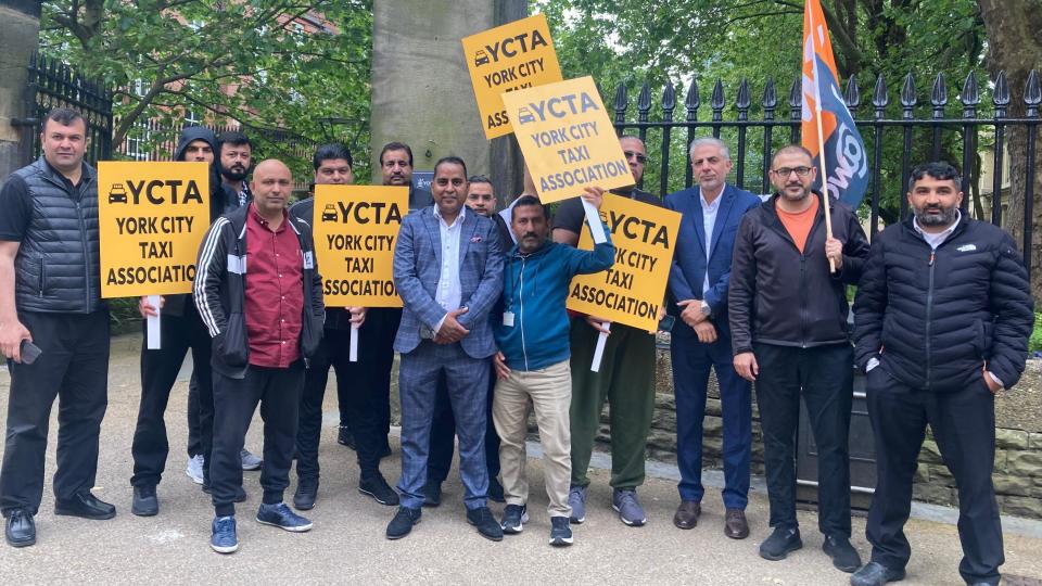 Protestors outside the council offices