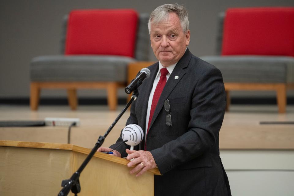 North Carolina State Treasurer Dale Folwell speaks at A-B Tech Sept. 7, 2022. He told the Citizen Times he is "likely" going to run for governor in 2024.