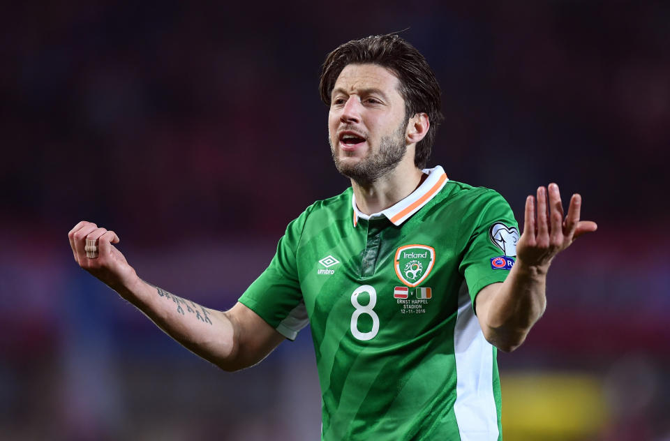 Harry Arter complaining (who would have thought) in Ireland’s win against Austria.