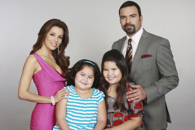 <p>Ron Tom/Disney General Entertainment Content via Getty</p> Eva Longoria, Daniella Baltodano, Madison De La Garza and Ricardo Chavira on Desperate Housewives in 2009